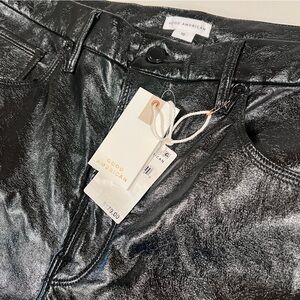 Good American Good '90S Vinyl High Rise Pants size 15 wide leg faux leather‎
